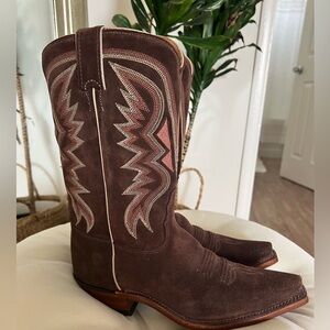 Tony Lama Chocolate Suede Cowboy Boot